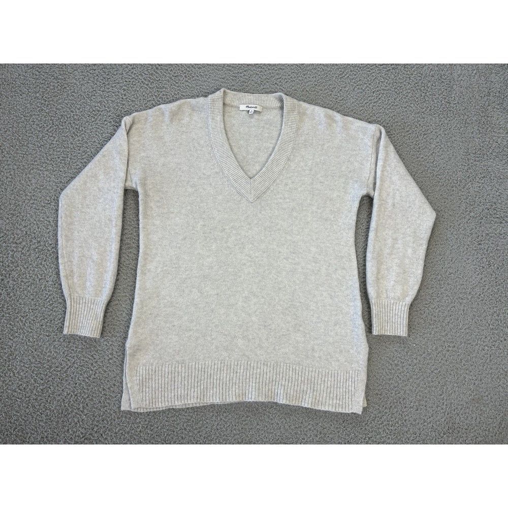 Madewell Bartlett Sweater Womens Small Coziest Yarn Oatmeal V-Neck Pullover